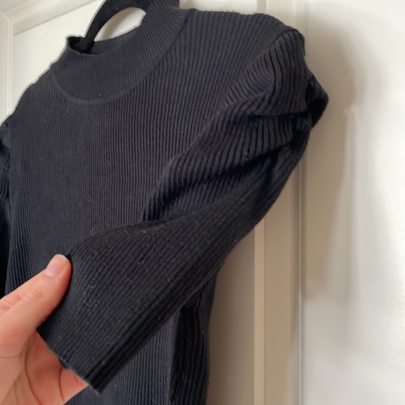 Luc-ce Puff Sleeve Short Sleeve High Neck Knit Top Sweater (La Maison Simons) - Picture 3 of 5